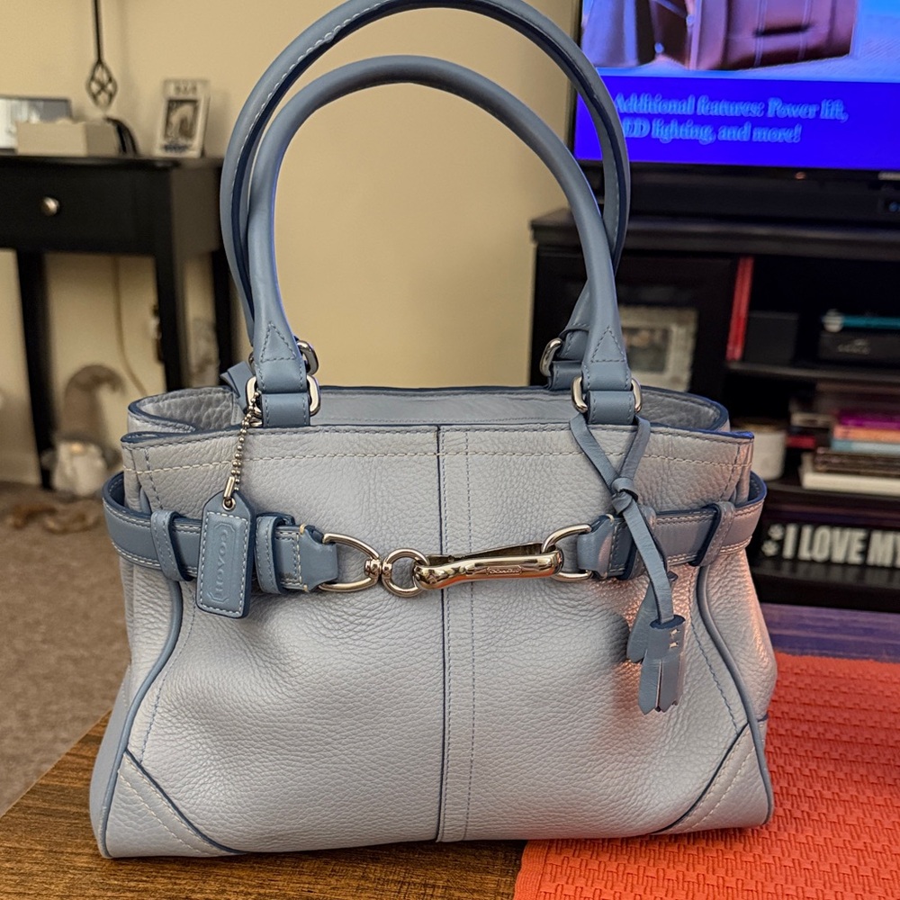 Blue Leather Handbag